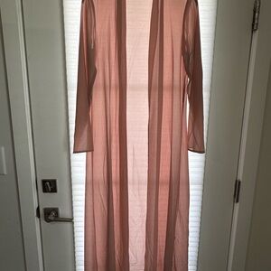 Elegant Pink Sheer Maxi Duster